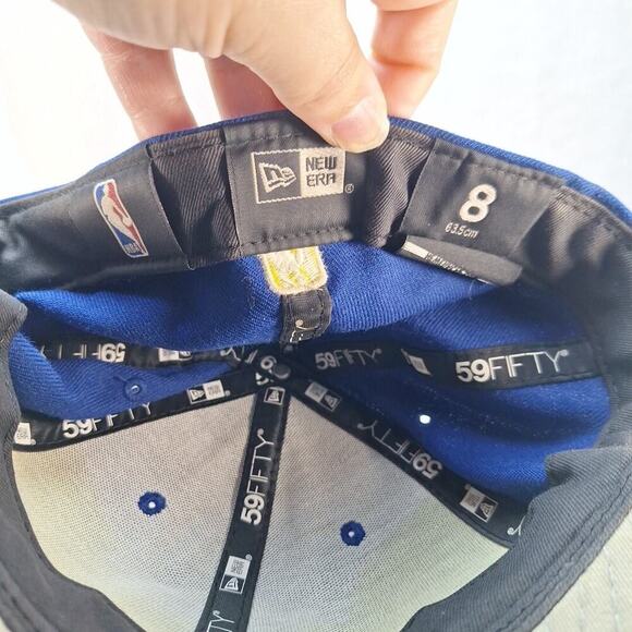 New Era Golden State Warrior Hat Size 8 Fitted Blue 59Fifty NBA - Picture 6 of 7